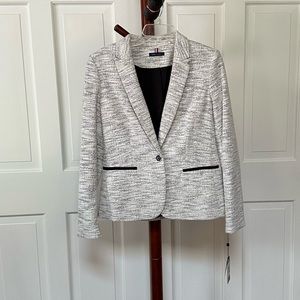Calvin Klein Herringbone Blazer Size 8 NWT – Classic Tailored Career Jacket